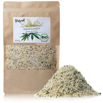 BEGREAT HEMP SEEDS PEELED ORGANIC: 200G WHOLE ORGANIC HEMP SEEDS PEELED IN PREMIUM QUALITY - HEMP SEEDS ORGANIC