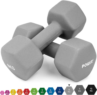 Hexagonal neoprene dumbbells 2 x 2 kg (pair) including workout I 05 10 kg I weights