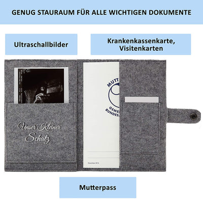 Maternity passport cover made of pure felt (light grey) stylish and durable