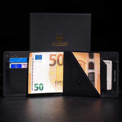 Madrid Wallet with Coin Compartment Leather Men's Mini Wallet Flat with RFID