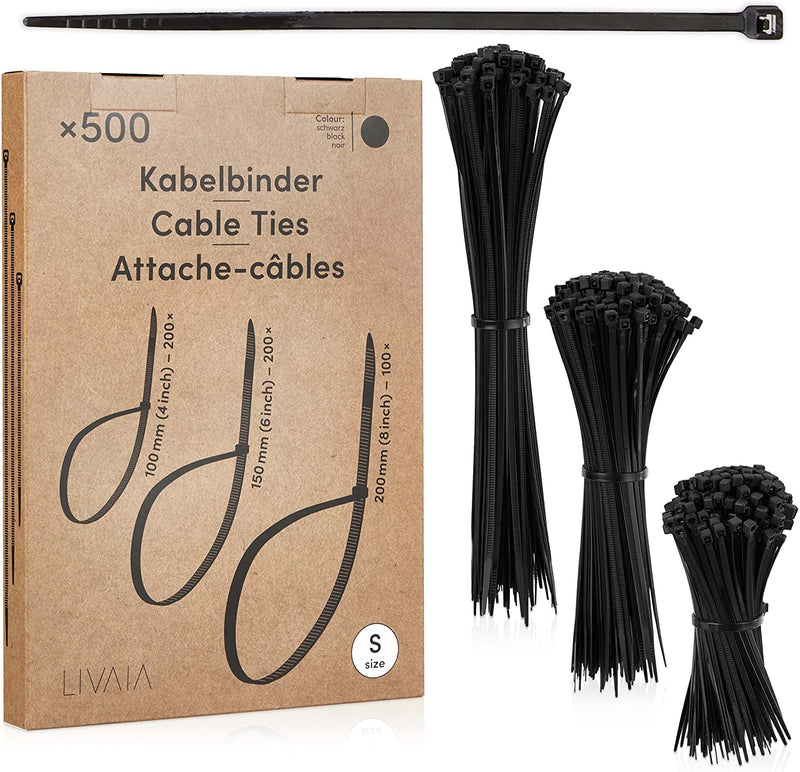 Cable Tie Set Black 500 Cable Ties Small in 3 Sizes Cable Organizer Cable