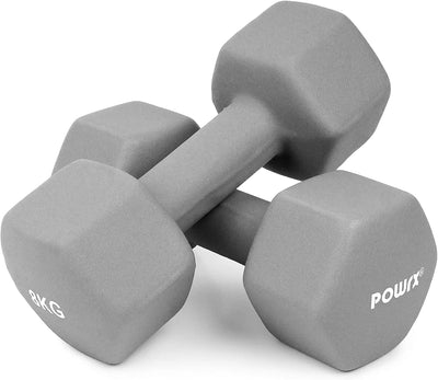 Hexagonal neoprene dumbbells 2 x 2 kg (pair) including workout I 05 10 kg I weights