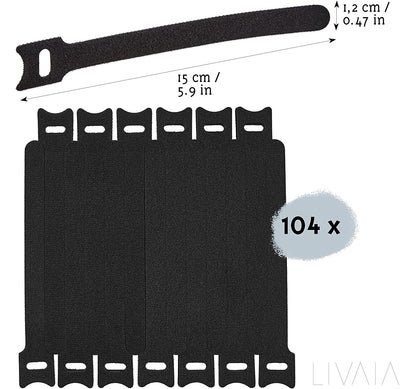 104x Velcro cable ties resealable Velcro cable ties 15cm