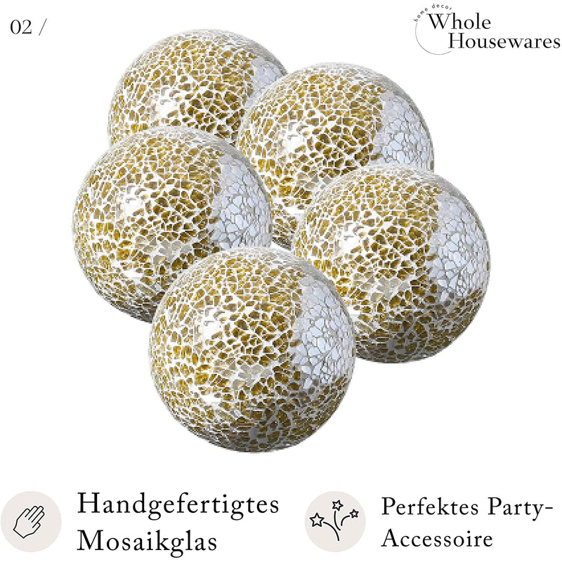 Decorative balls set of 5 glass mosaic balls diameter 76 cm