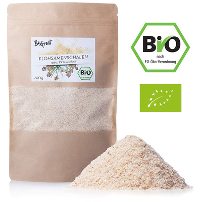 BEGREAT ORGANIC Psyllium husks: 200g organic psyllium husks in premium quality – ORIGINAL INDIAN PSYLEY HULS, NATURALLY PURE