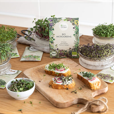 OWNGROWN MICROGREENS SEED SET: 8 VARIETIES OF ORGANIC SPROUTS AND MICROGREEN SEEDS IN THE MICROGREENS STARTER SET – ALFALFA SEEDS