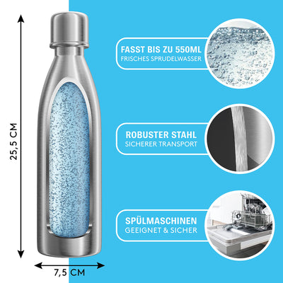 Stainless steel bottle 06l easy to take with you compatible with Sodastream