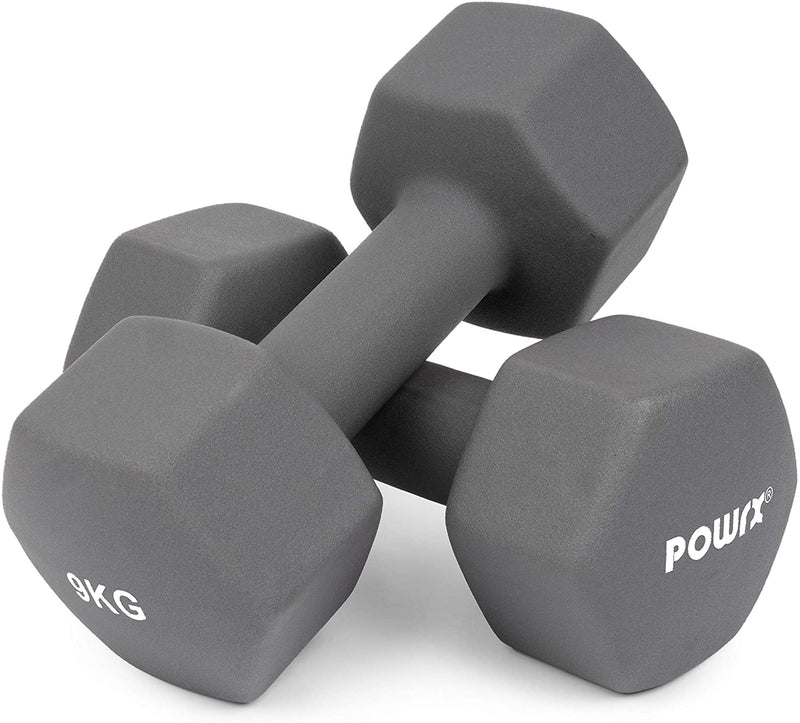 Hexagonal neoprene dumbbells 2 x 2 kg (pair) including workout I 05 10 kg I weights