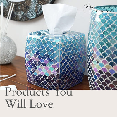 WHOLE HOUSEWARES 5 PCS. MOSAIC GLASS BATHROOM ACCESSORIES SET