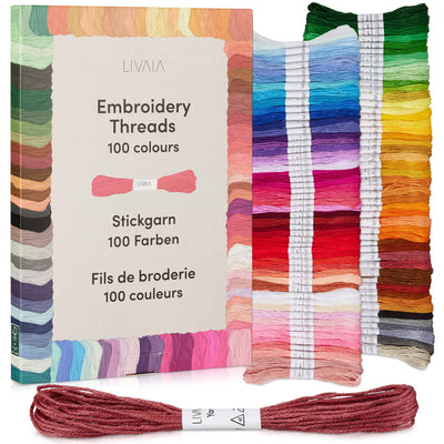 LIVAIA EMBROIDERY THREAD SET 100 COLORS 5 METERS EACH: BEAUTIFUL YARN SET FOR EMBROIDERY