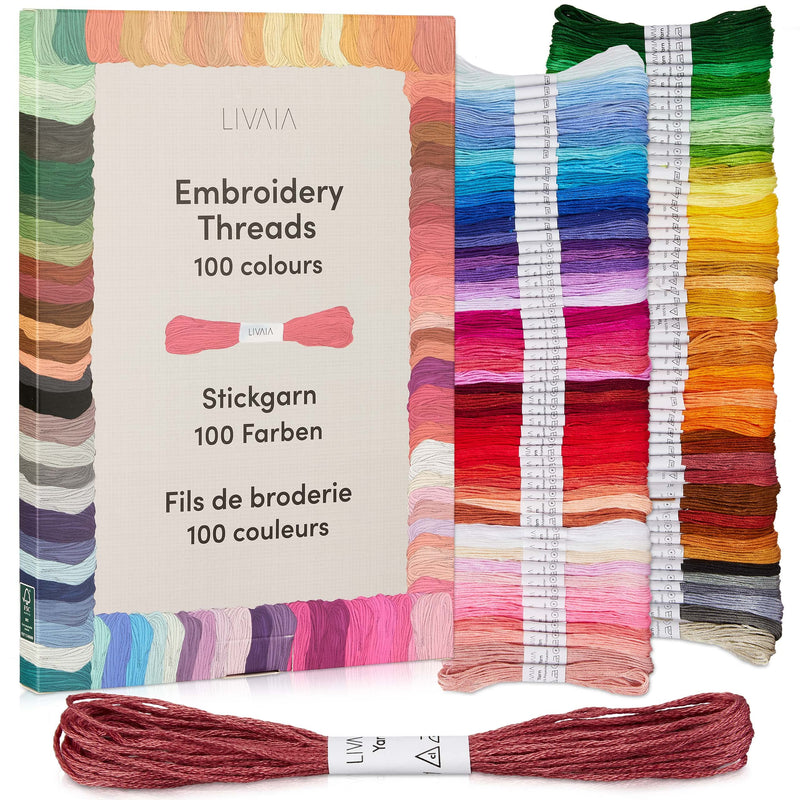 LIVAIA EMBROIDERY THREAD SET 100 COLORS 5 METERS EACH: BEAUTIFUL YARN SET FOR EMBROIDERY