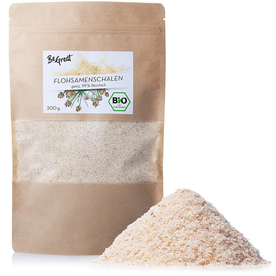 BEGREAT ORGANIC Psyllium husks: 200g organic psyllium husks in premium quality – ORIGINAL INDIAN PSYLEY HULS, NATURALLY PURE