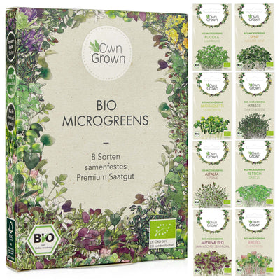 OWNGROWN MICROGREENS SEED SET: 8 VARIETIES OF ORGANIC SPROUTS AND MICROGREEN SEEDS IN THE MICROGREENS STARTER SET – ALFALFA SEEDS