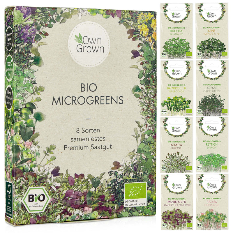 OWNGROWN MICROGREENS SEED SET: 8 VARIETIES OF ORGANIC SPROUTS AND MICROGREEN SEEDS IN THE MICROGREENS STARTER SET – ALFALFA SEEDS