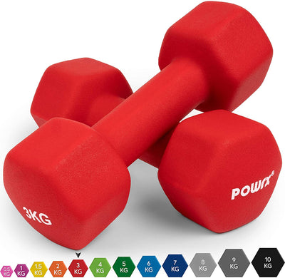 Hexagonal neoprene dumbbells 2 x 2 kg (pair) including workout I 05 10 kg I weights