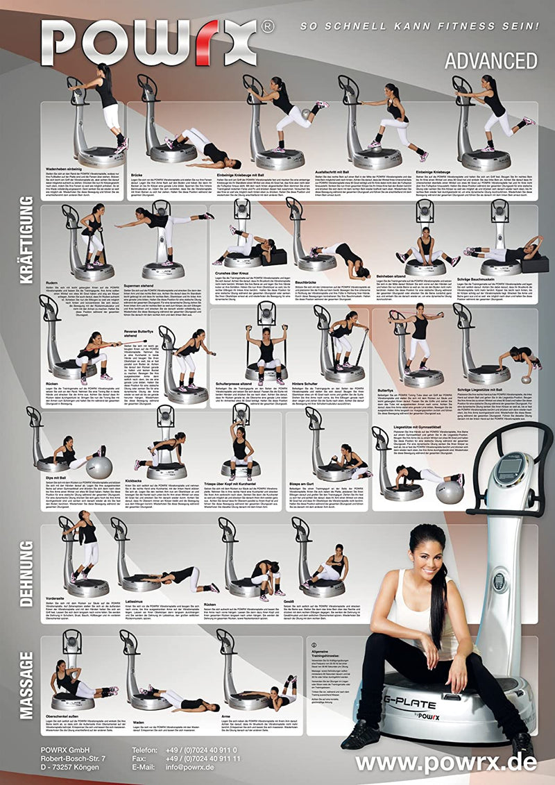 POWRX VIBRATION TRAINING EXERCISE POSTER DIN A1 ADVANCED VIBRATION PLATE VIBRATION