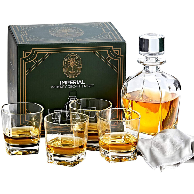 Regal Trunk Co Whiskey Decanter Sets 4 Imperial Tumblers Whiskey Decanter Glass