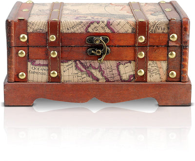 BRYNNBERG TREASURE CHEST 23X13X11CM WOODEN CHEST TREASURE CHEST BROWN PIRATE CHEST