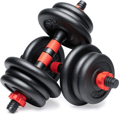 POWRX DUMBBELLS SET OF 2 CAST IRON 15KG / 20KG / 30KG - DUMBBELL RODS