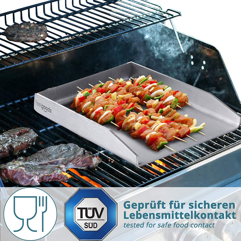 Stainless steel grill plate plancha universal size 30 x 40 cm for many coals