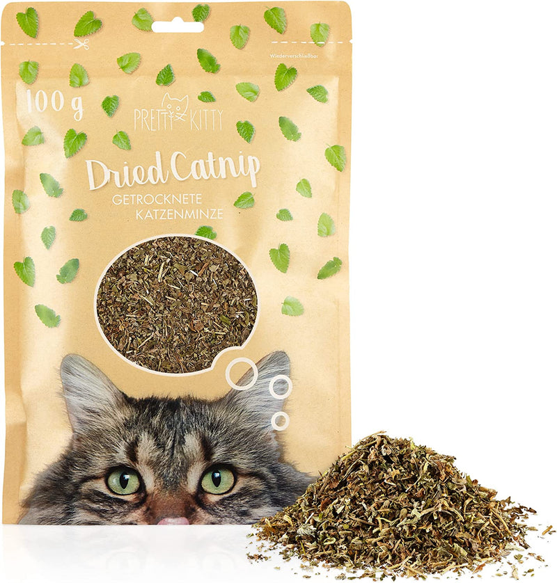 PRETTY KITTY DRIED CAT NINT 100G: NATURAL PREMIUM CAT NINT FOR CAT TOYS AND AS A STIMULUS - GENTLY DRIED CAT NINT - DRIED CAT NINT PLANT