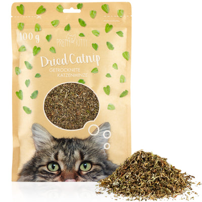 PRETTY KITTY DRIED CAT NINT 100G: NATURAL PREMIUM CAT NINT FOR CAT TOYS AND AS A STIMULUS - GENTLY DRIED CAT NINT - DRIED CAT NINT PLANT