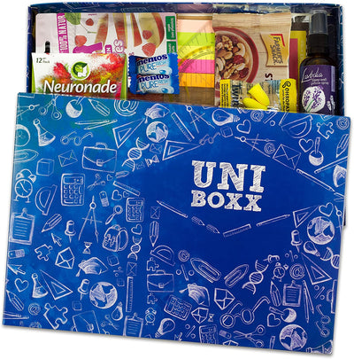 BOXX UNI (13 PARTS) GIFT FOR STUDENTS FOR LEARNING MOTIVATION DURING STUDY & EXAMINATION PERIOD - GIFT BOX WITH NEURONADE