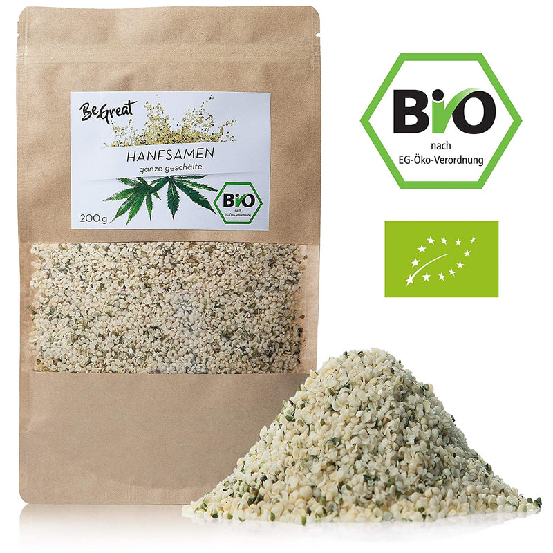 BEGREAT HEMP SEEDS PEELED ORGANIC: 200G WHOLE ORGANIC HEMP SEEDS PEELED IN PREMIUM QUALITY - HEMP SEEDS ORGANIC