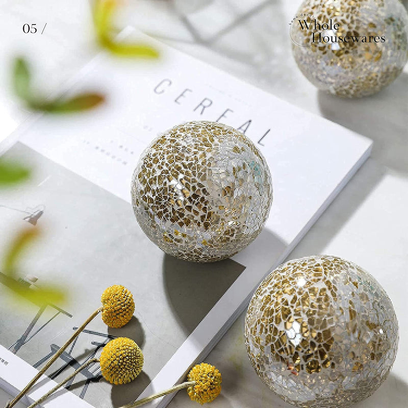 Decorative balls set of 5 glass mosaic balls diameter 76 cm