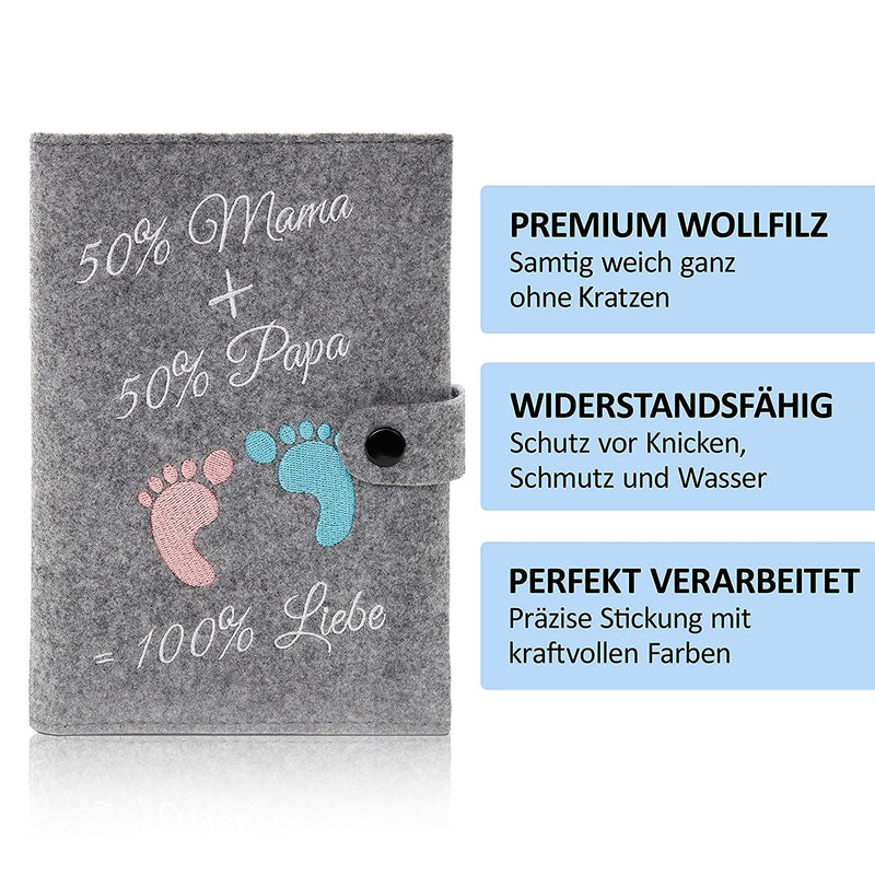 Maternity passport cover made of pure felt (light grey) stylish and durable