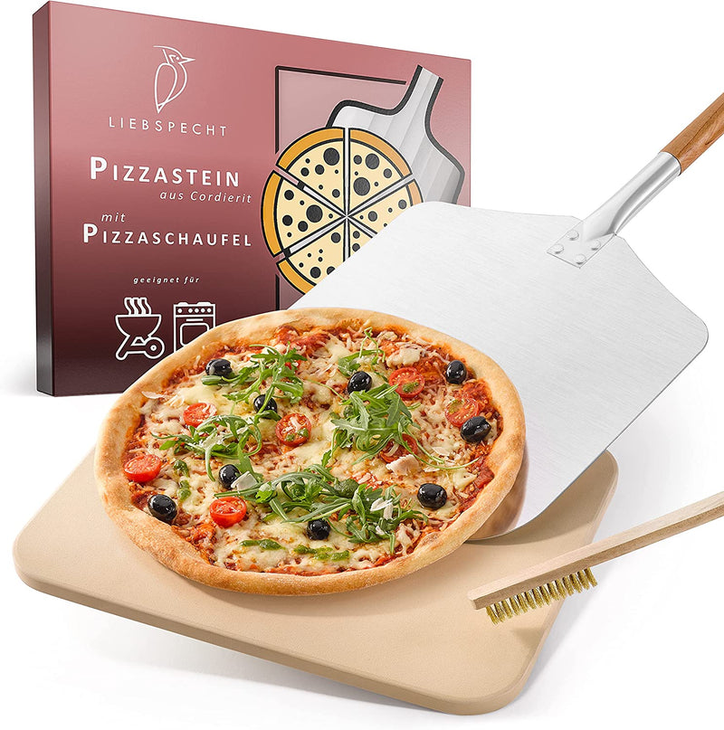 LIEBSPECHT ® HIGH-QUALITY PIZZA STONE AND PIZZA PANELS [FREE BRUSH] - SUITABLE FOR OVEN