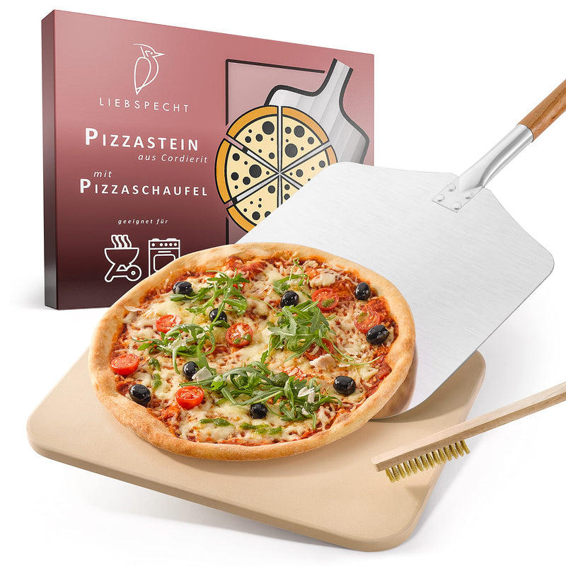 LIEBSPECHT ® HIGH-QUALITY PIZZA STONE AND PIZZA PANELS [FREE BRUSH] - SUITABLE FOR OVEN