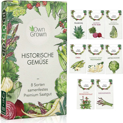 OWNGROWN VEGETABLE SEEDS OLD VARIETIES: 8 VARIETIES OLD VEGETABLE SEEDS IN A SET FOR GARDEN AND BALCONY - ARTICHOKE SEEDS