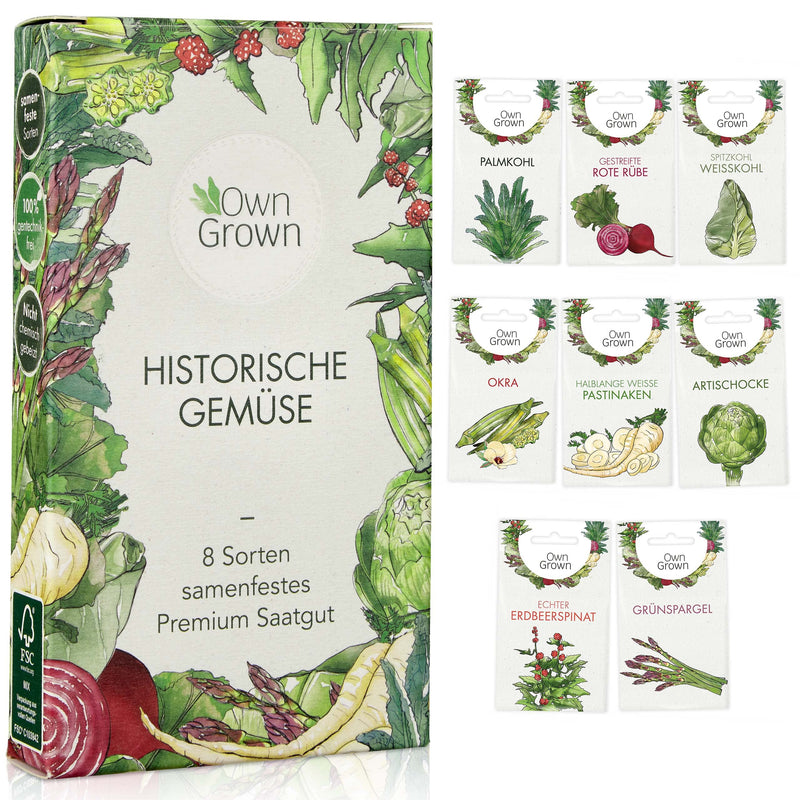 OWNGROWN VEGETABLE SEEDS OLD VARIETIES: 8 VARIETIES OLD VEGETABLE SEEDS IN A SET FOR GARDEN AND BALCONY - ARTICHOKE SEEDS