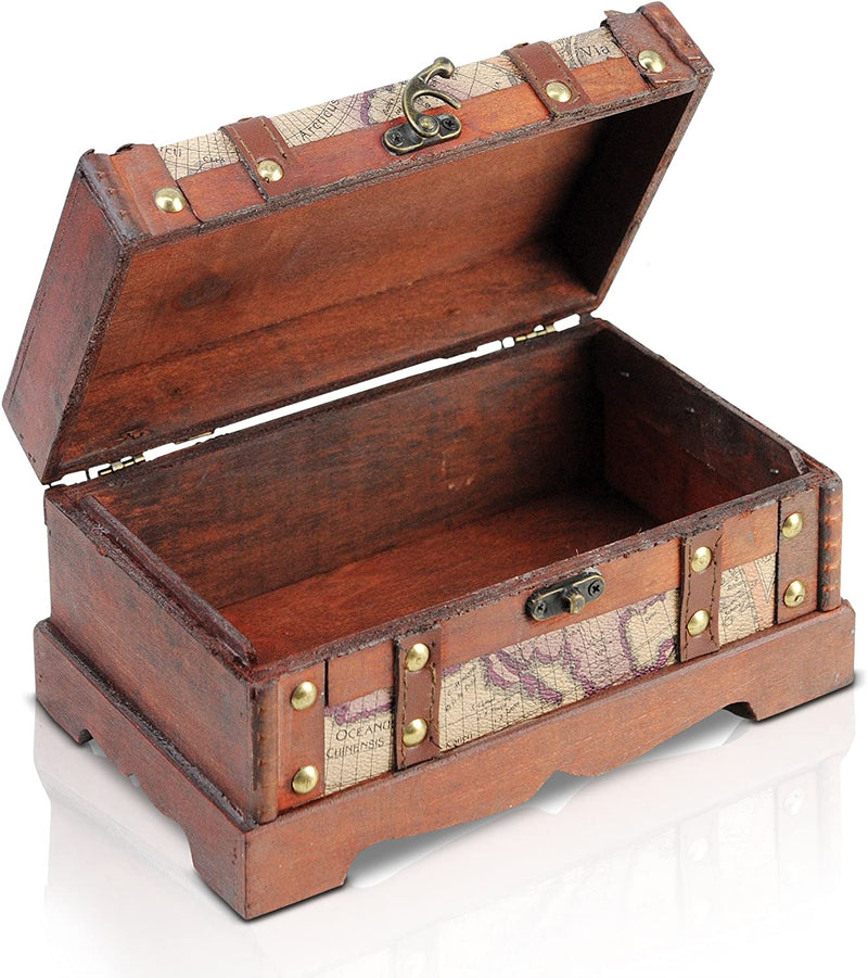 BRYNNBERG TREASURE CHEST 23X13X11CM WOODEN CHEST TREASURE CHEST BROWN PIRATE CHEST