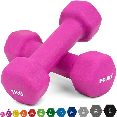 Hexagonal neoprene dumbbells 2 x 2 kg (pair) including workout I 05 10 kg I weights