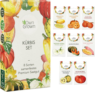 OWNGROWN PUMPKIN SEED SET: 8 VARIETIES PREMIUM PUMPKIN SEEDS FOR GROWING PUMPKIN PLANTS IN THE GARDEN