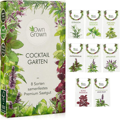 OWNGROWN COCKTAIL HERB SET: 8 VARIETIES OF EXCELLENT COCKTAIL HERB SEEDS FOR FRESH HERB PLANTS FOR WINDOW SILLS