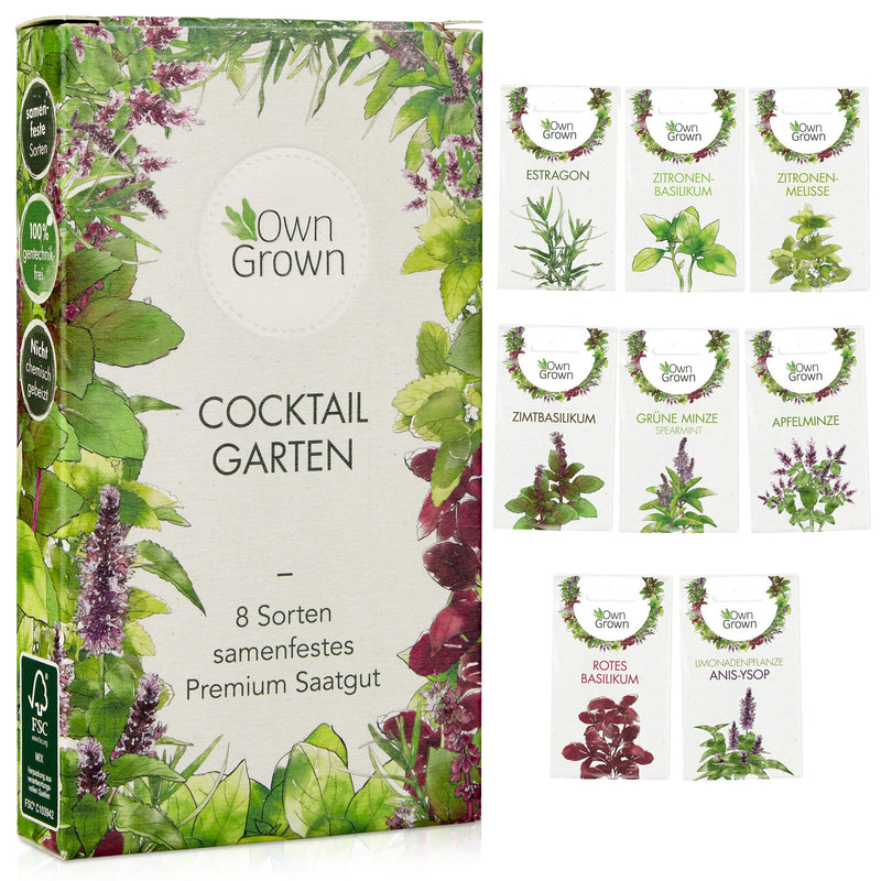 OWNGROWN COCKTAIL HERB SET: 8 VARIETIES OF EXCELLENT COCKTAIL HERB SEEDS FOR FRESH HERB PLANTS FOR WINDOW SILLS