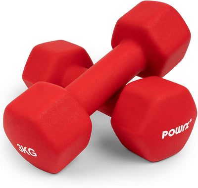 Hexagonal neoprene dumbbells 2 x 2 kg (pair) including workout I 05 10 kg I weights