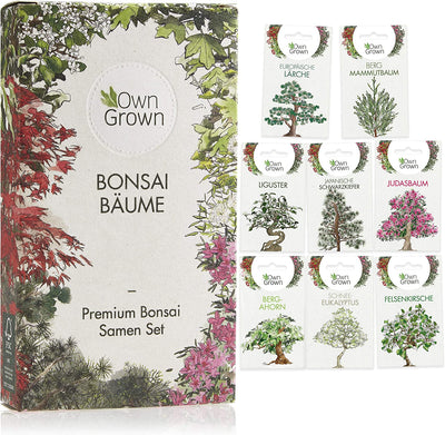 OWNGROWN BONSAI SEED SET: PREMIUM BONSAI STARTER KIT WITH 8 VARIETIES OF BONSAI SEEDS - 40 SEEDS IN THE BONSAI GROWING SET FOR BREEDING BONSAI FOR THE MINI GARDEN AND ZEN GARDEN