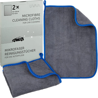 LIVAIA MICROFIBER CAR CLOTHS: 2 MICROFIBER CLEANING CLOTHS FOR EFFECTIVE CAR CLEANING -