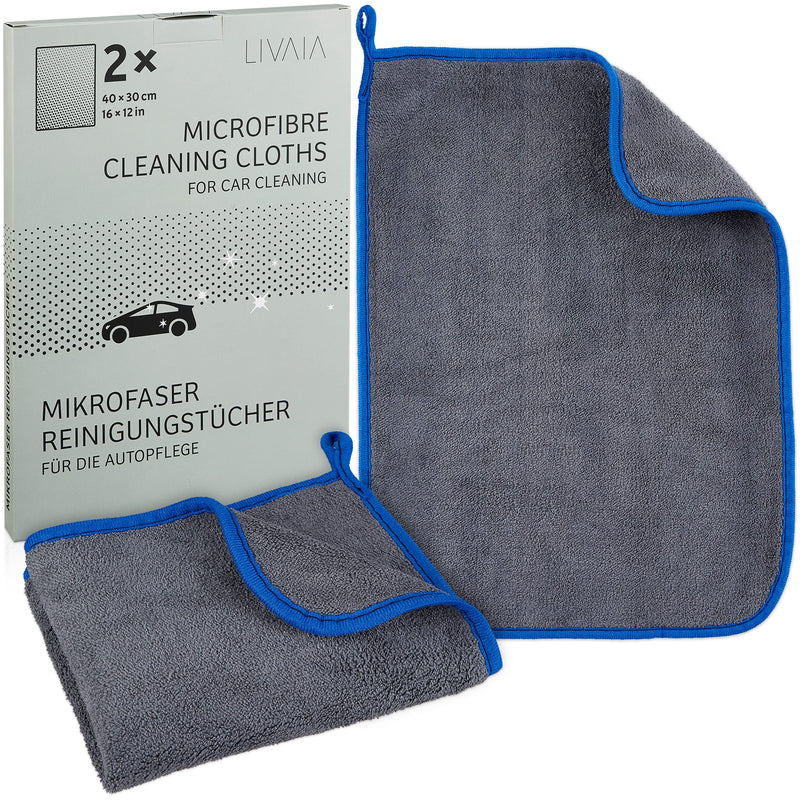 LIVAIA MICROFIBER CAR CLOTHS: 2 MICROFIBER CLEANING CLOTHS FOR EFFECTIVE CAR CLEANING -