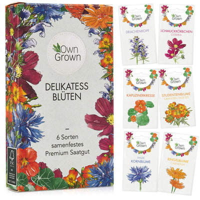 OWNGROWN EDIBLE FLOWERS SEED SET: DELICATE FLOWERS FLOWER SEED SET WITH 6 TYPES OF FLOWER SEEDS -