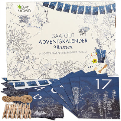 OWNGROWN SEED ADVENT CALENDAR 2022: SUSTAINABLE FLOWER SEEDS ADVENT CALENDAR 2022 - CHRISTMAS CALENDAR 2022 - FLOWER SEEDS AS GARDEN GIFTS FOR WOMEN