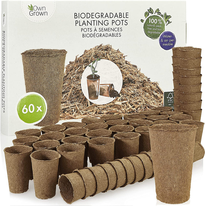 OWNGROWN PLANT POTS BIODEGRADABLE: SET OF 60 PLANTING POTS