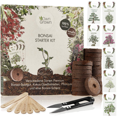 OWNGROWN BONSAI STARTER KIT: PREMIUM BONSAI STARTER SET WITH 7 VARIETIES OF BONSAI SEEDS