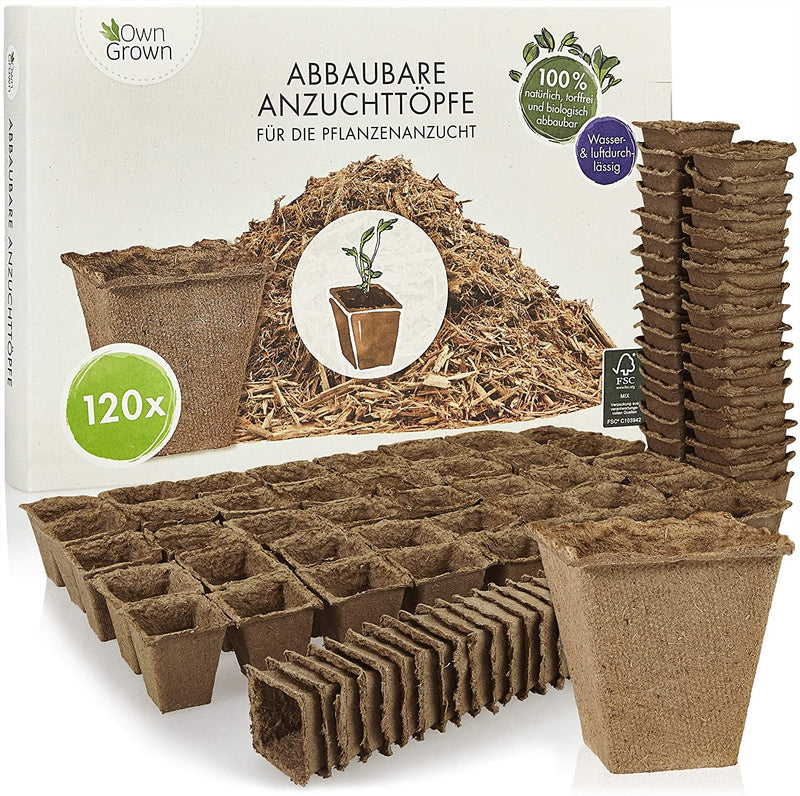 Degradable cultivation pots, square, 120x cultivation pots made of wood fiber cultivation pots