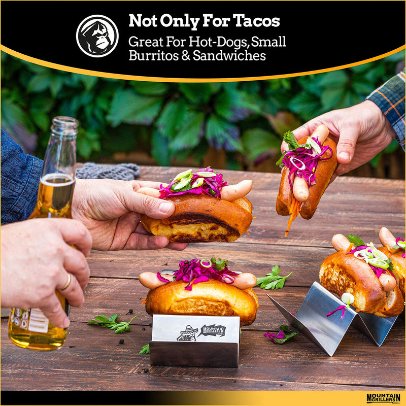 MOUNTAIN GRILLERS TACO HOLDER FOR TACO FRIDAY - DOUBLE-SIDED HOT DOG HOLDER - GRILLED SAUSAGE HOLDER MAKE PREPARATION CHILD&